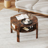 29.5 Inch Round Coffee Table with Storage Shelves for Small Space-Rustic Brown - Gallery View 1 of 10