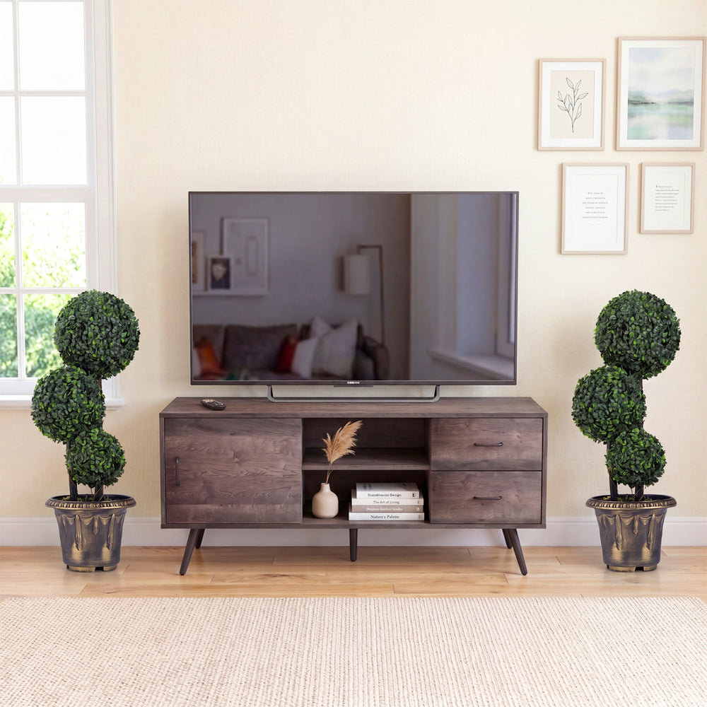 Artificial boxwood topiary tree triple ball shrubs in decorative pots, perfect for enhancing indoor decor.