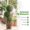 29-inch artificial boxwood topiary tree with triple ball design, made from selected PE material for outdoor decor.
