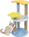 Modern 29-inch cat tree with star and moon platforms, featuring plush fabric and reliable scratching posts for playful.