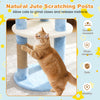 29-inch modern cat tree in blue with star and moon platforms, featuring jute scratching posts for healthy claw grinding.