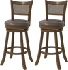 Set of 2 swivel counter height barstools with rattan backrest and footrest, perfect for dining or kitchen islands.