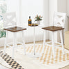 White rubberwood swivel barstools set of 2 with backrest, featuring a large seat, ideal for kitchen islands or dining.