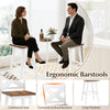 Set of 4 ergonomic 29" rubberwood swivel barstools with curved backrest and large seat for kitchen islands and dining.