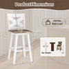 Product dimensions of the 29" rubberwood swivel barstools set, featuring a robust design and ergonomic backrest.