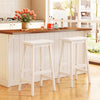 29" Set of 2 Saddle-Seat Counter Height Stools with Curved Seat and Footrests-Beige - Gallery View 1 of 6