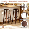 Backless 24" swivel bar stools set of 2 in rubber wood with strong crossbars, perfect for dining or kitchen use.