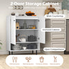 2-door storage cabinet in white with wide countertop, adjustable shelf, and open compartment for kitchen organization.