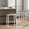 Set of 2 backless 29-inch bar stools with padded seats and durable rubber wood legs, perfect for kitchen or dining.
