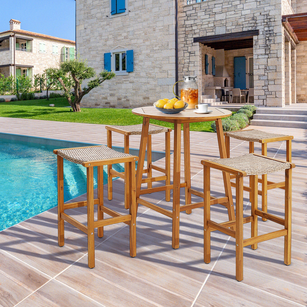 Patio Wood Bar Stools Set of 2/4-4 Pieces - Gallery View 1 of 9
