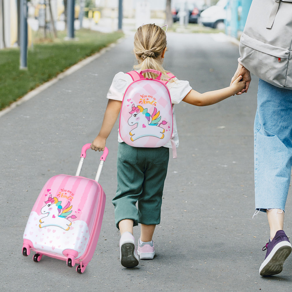 2 Pieces 12 Inch 16 Inch Kids Luggage Set with Backpack and Suitcase for Travel-Lovely Unicorn - Gallery View 1 of 10