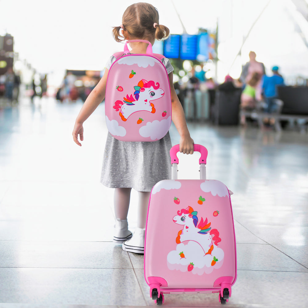 2 Pieces Kids Carry-on Luggage Set with 12 Inch Backpack-Multicolor - Gallery View 1 of 10