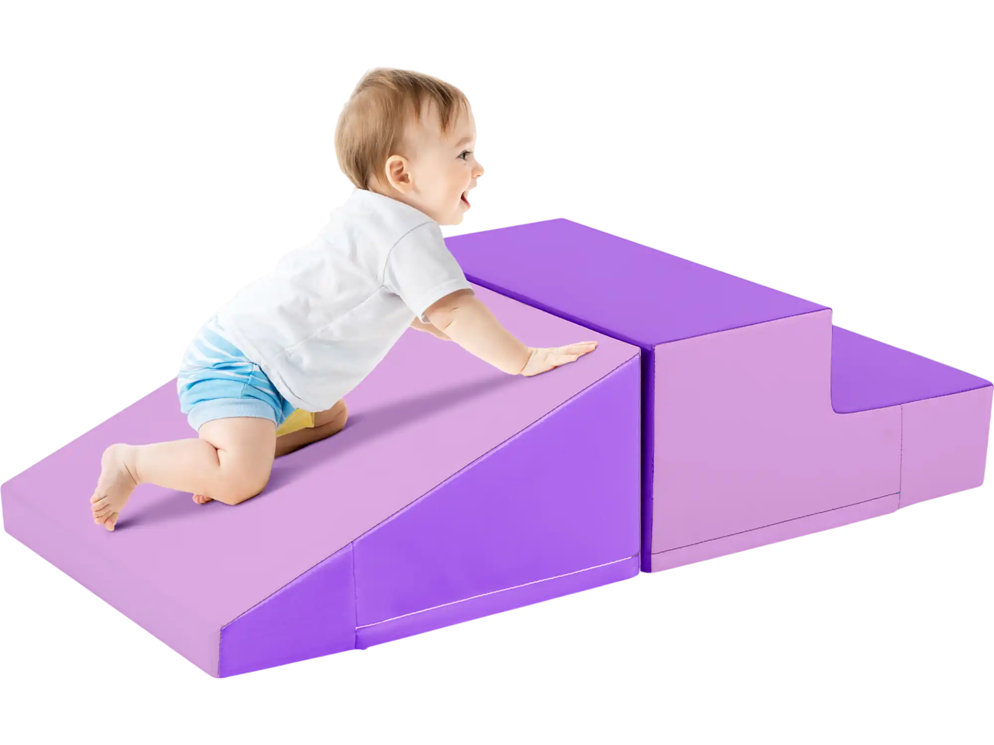 Costway 2-Piece Baby Soft Play Step Slide Climber Foam Blocks 79531642 New