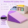 Purple 2-piece step and slide climber set with waterproof PU leather cover, designed for infants and toddlers' play.
