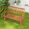 2 Seats Outdoor Glider Bench with Armrests and Slatted Seat-Natural - Gallery View 1 of 8