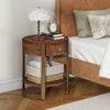2-Tier Round End Table Mid Century Modern Nightstand with Drawer and Shelf - Gallery View 1 of 9