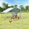 Walk-in chicken coop with waterproof cover, 13 x 13 feet, made of galvanized steel for secure outdoor pet enclosure.