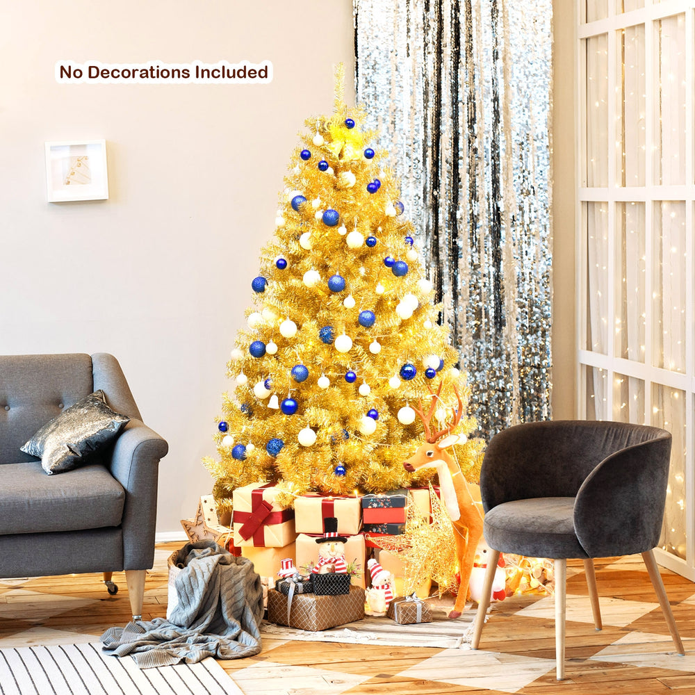 6/7.5 Feet Artificial Tinsel Christmas Tree Hinged with Foldable Stand-6 ft - Gallery View 1 of 12