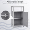 Gray bathroom wooden floor cabinet featuring a 3-level adjustable shelf for versatile storage solutions.