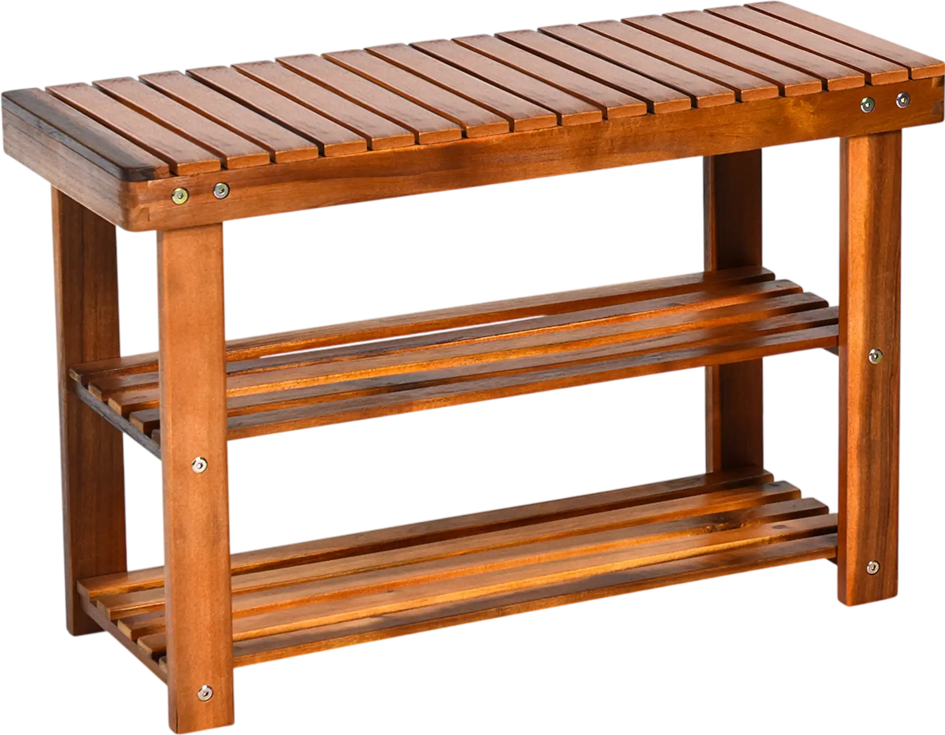 Costway Freestanding Wood Shoe Bench 3-Tier Storage Shelves 32860794 New