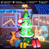 7 feet inflatable Christmas tree with Santa, puppy, and gift boxes, featuring LED lights for festive outdoor decor.