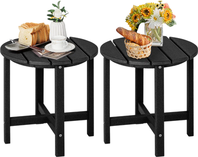 Costway Set of 2 Round Weather-Resistant Adirondack Side Coffee Tables 18
