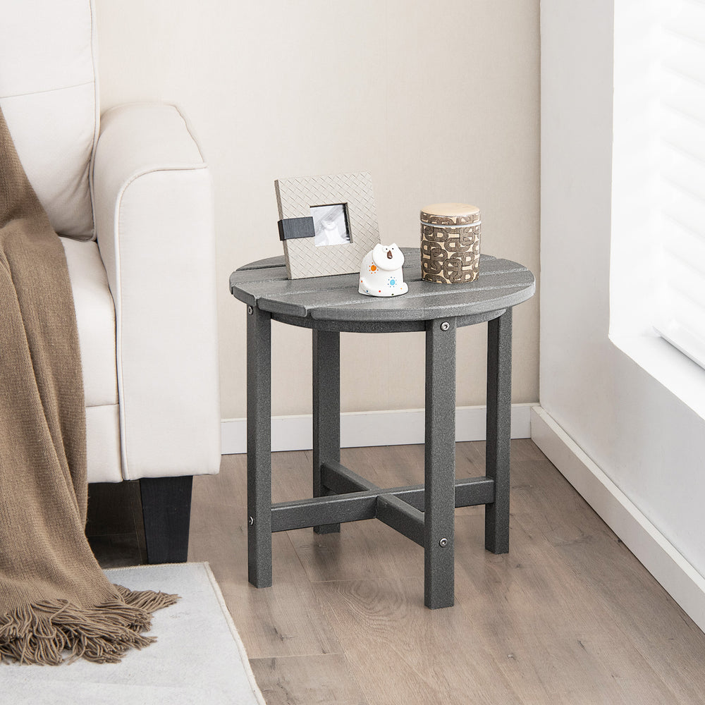 Set of 2 18 Inch Round Weather-Resistant Adirondack Side Tables-Gray - Gallery View 1 of 10