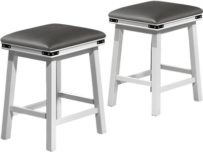 Costway Set of 2 Dining Bar Stools Acacia Wood Frame 24