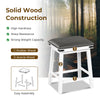 24-inch dining bar stool featuring a rubber wood and acacia wood frame, padded seat, and non-slip footpads for kitchen.