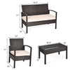Loveseat and single sofas from the 4 Pieces Patio Rattan Conversation Set, featuring durable PE rattan and cushions for.