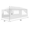 White 10 x 20 feet canopy tent with 6 sidewalls, sturdy steel frame, ideal for outdoor parties and events.