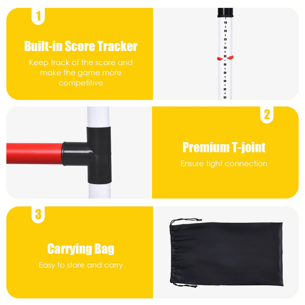 Ladder ball toss game set with built-in score tracker, premium T-joint, and carrying bag for easy storage and transport.