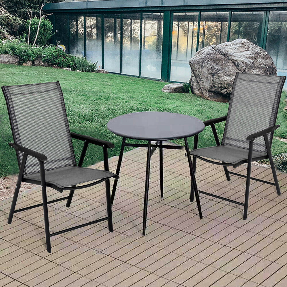 Set of 2 Outdoor Patio Folding Chairs-Gray - Gallery View 1 of 11