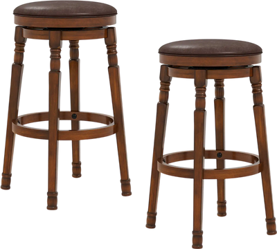 Costway Set of 2 Swivel Leather Padded Dining Bar Stools 24/29