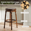 29-inch swivel leather padded bar stool with a sturdy rubberwood frame and footrest, perfect for kitchen or pub use.