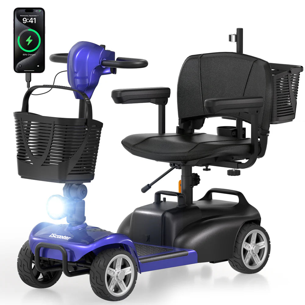 iScooter X02 Pro Mobility Scooter 4-Wheel 20 Mile Range 6.2 MPH 24V 20Ah New