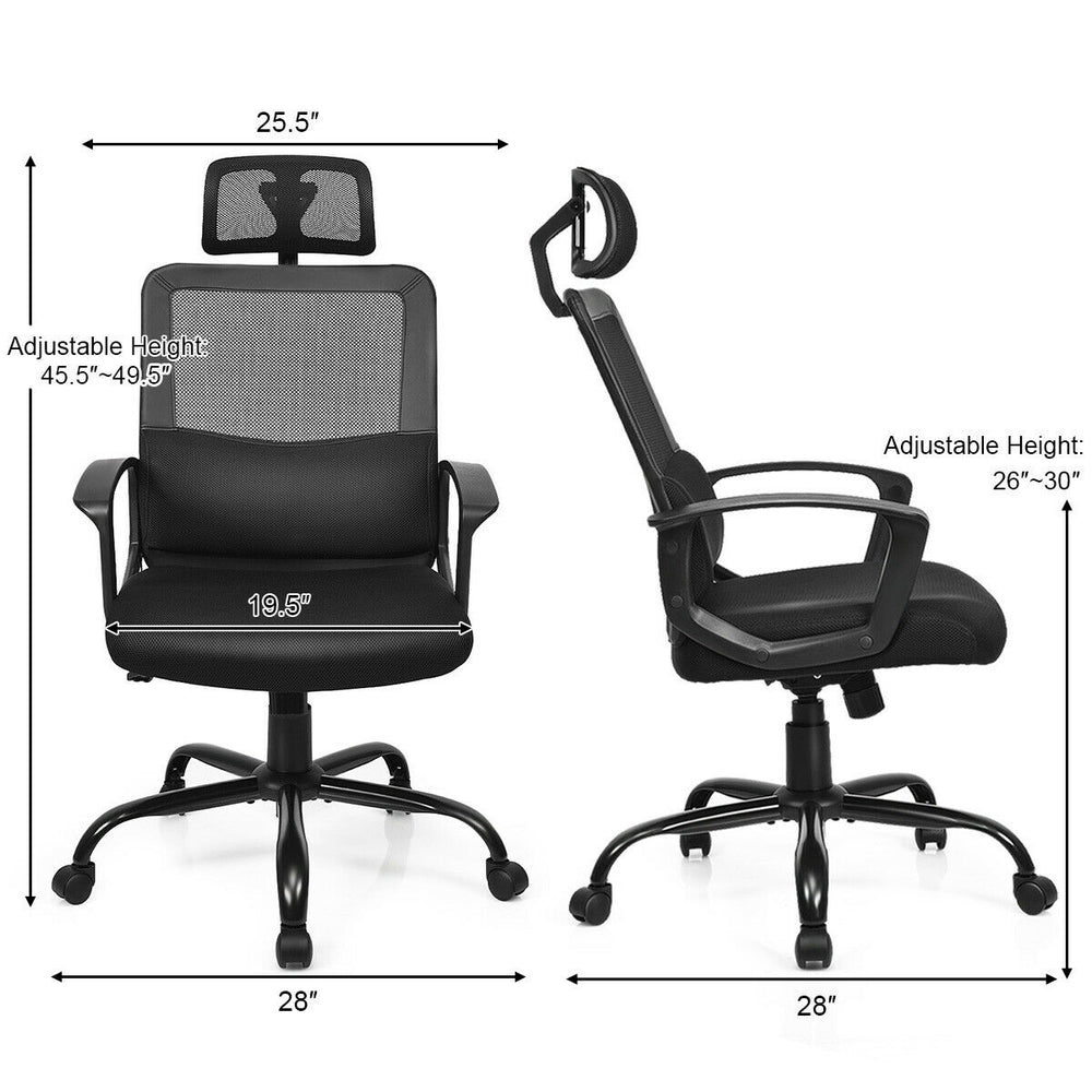 High back mesh office chair with adjustable height, ergonomic design, and breathable mesh for comfort and airflow.