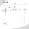 10 ft beige patio offset umbrella with 360° rotation, solar-powered LED lights, and weather-resistant fabric for.