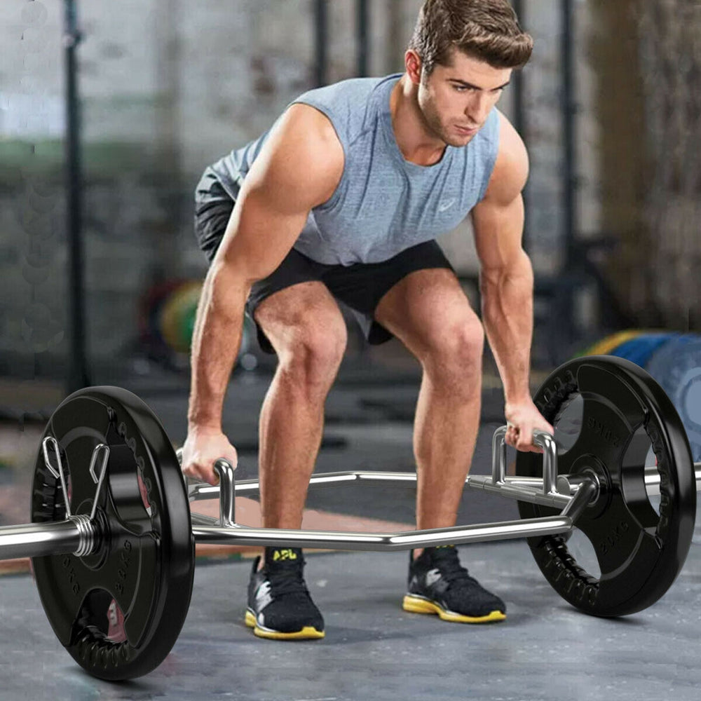 56 Inch Olympic Hexagon Deadlift Trap Bar with Folding Grips Powerlifting-Sliver - Gallery View 1 of 11