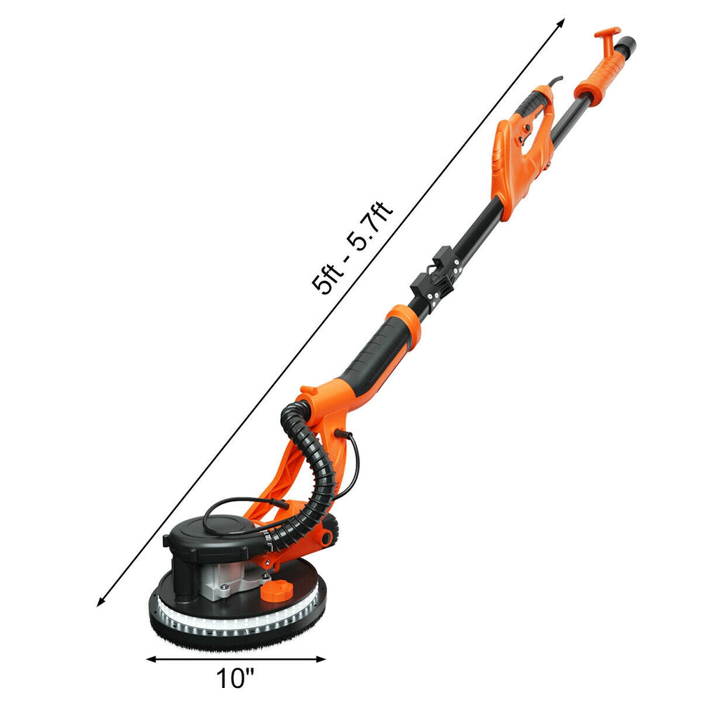 Electric foldable drywall sander with 750W motor, adjustable speeds, and ergonomic handle for easy ceiling sanding.