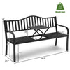 Patio garden bench with adjustable center table, made of rustproof steel, supports 500lbs, ideal for outdoor relaxation.