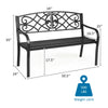 50-inch heavy-duty metal garden bench with modern backrest, accommodating 2-3 adults, ideal for outdoor spaces.