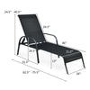 Adjustable black patio chaise lounge chair with five backrest positions, perfect for poolside or garden relaxation.