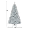7.5 ft silver tinsel Christmas tree with 1258 branch tips, perfect for indoor and outdoor holiday decoration.