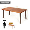 Rectangular acacia wood dining table with steel legs, featuring a waterproof surface and 2” umbrella hole for outdoor.