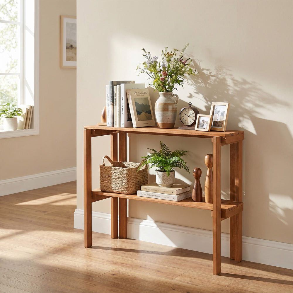 2/3-Tier Folding Wooden Storage Shelves for Entryway and Garden-2-Tier - Gallery View 1 of 9