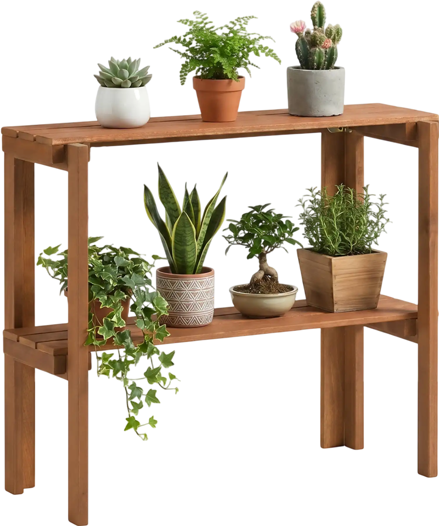 Costway Folding Wooden Plant Stand Storage Shelves 2/3-Tier 94153496 New