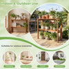 2-tier folding wooden storage shelves with slatted design, ideal for indoor and outdoor use as a plant stand or shoe.