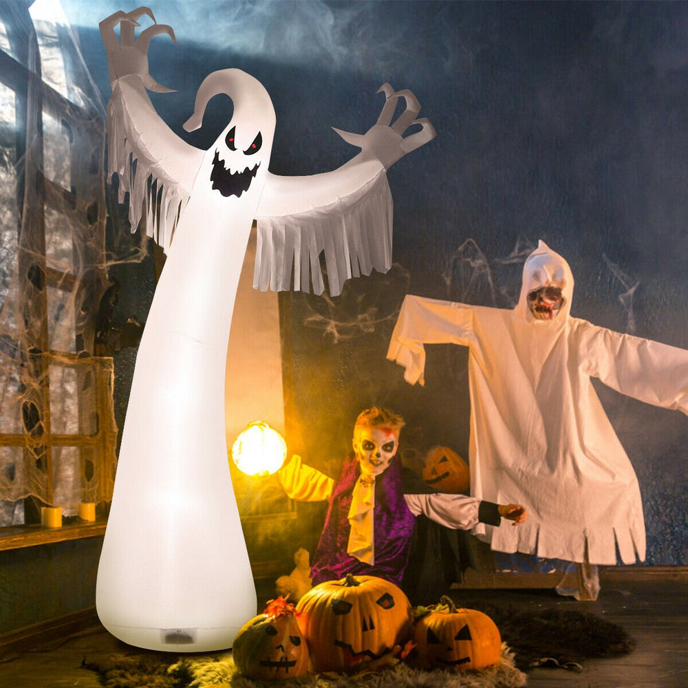 12 feet Halloween inflatable spooky ghost with LED lights, perfect for outdoor decoration and creating a scary.