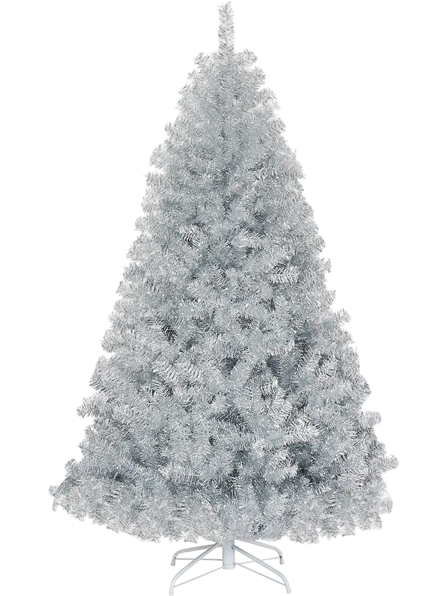 Costway 6' Hinged Unlit Artificial Silver Tinsel Christmas Tree w/ Metal Stand 51802743 New